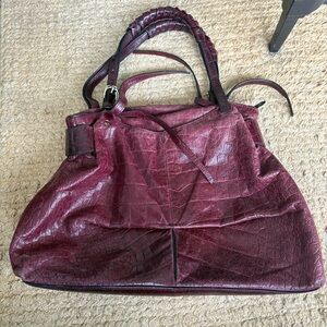 Vintage Luana Burgundy Leather Tote Bag Womens Large Shoulder Purse Bag